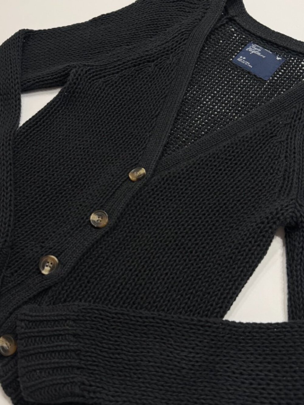 American Eagle Vintage Black Knit Cardigan Sweater Women's Small Button Front - Picture 7 of 11